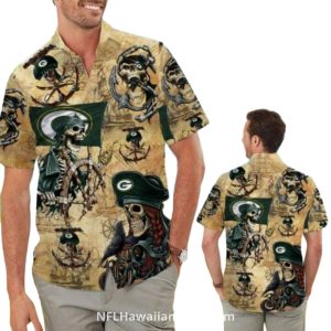 Pirate Green Bay Packers Vintage Map Hawaiian Shirt