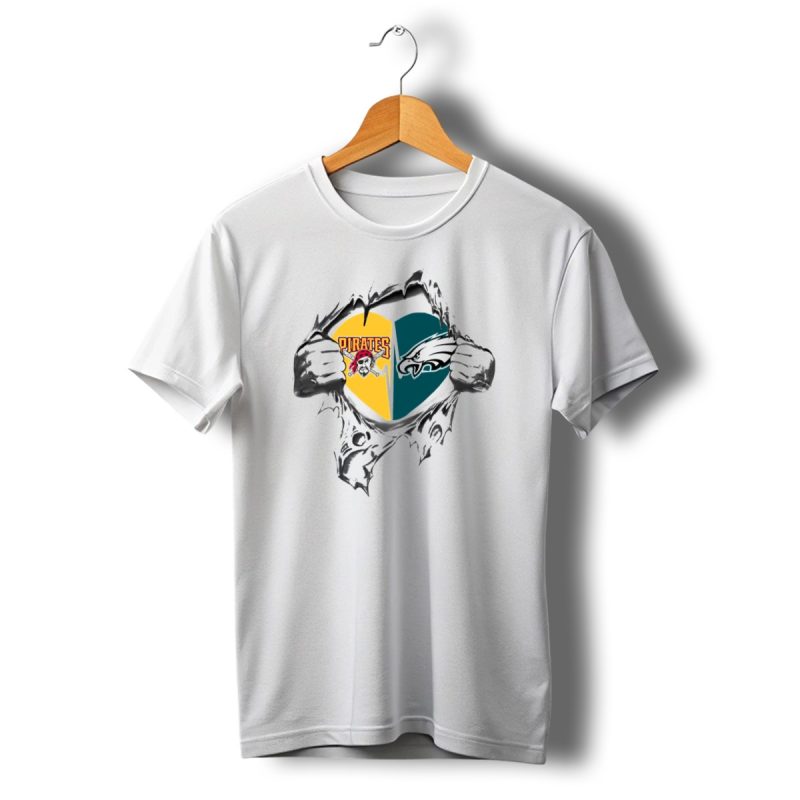 Pirates Eagles Heart Torn Grey T Shirt T Shirt 1 1