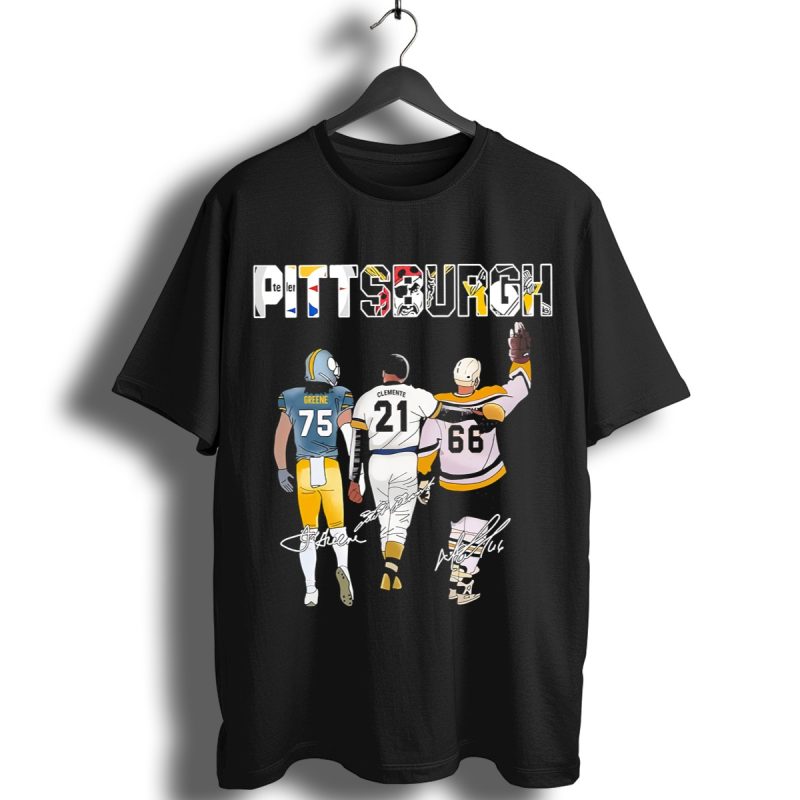 Pittsburgh Sports Pittsburgh Steelers Pittsburgh Pirates Greene Clemente Signatures Shirt T Shirt 1