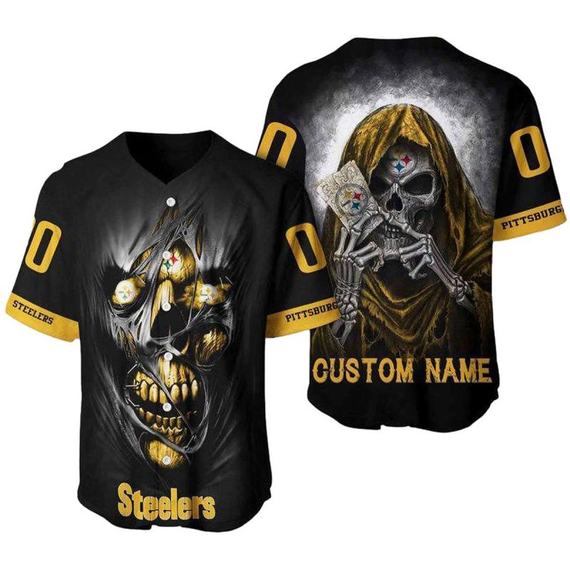 Pittsburgh Steelers Alchemy Grim Reaper Design Baseball Jersey 1