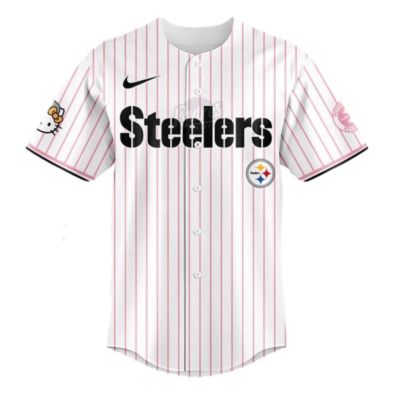 Pittsburgh Steelers And Hello Kitty Baseball Jersey 1