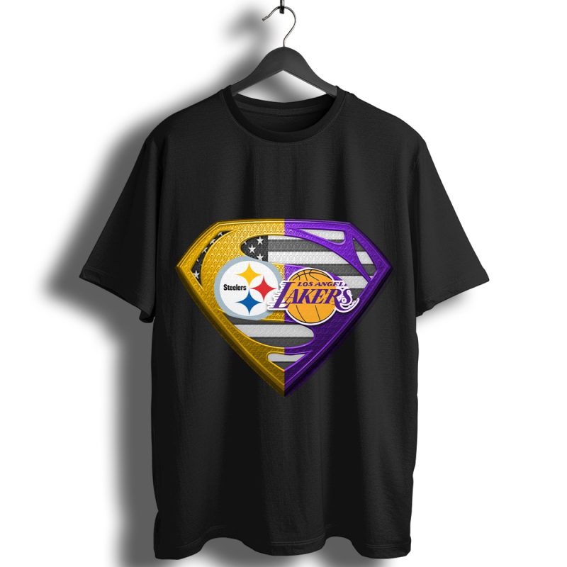 Pittsburgh Steelers And Los Angeles Lakers Superman Shirt T Shirt 1