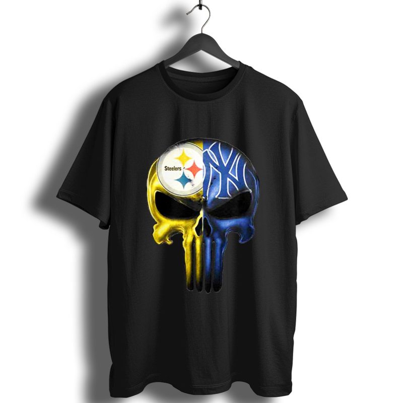 Pittsburgh Steelers And Ny New York Yankees Skull Shirt T Shirt 1