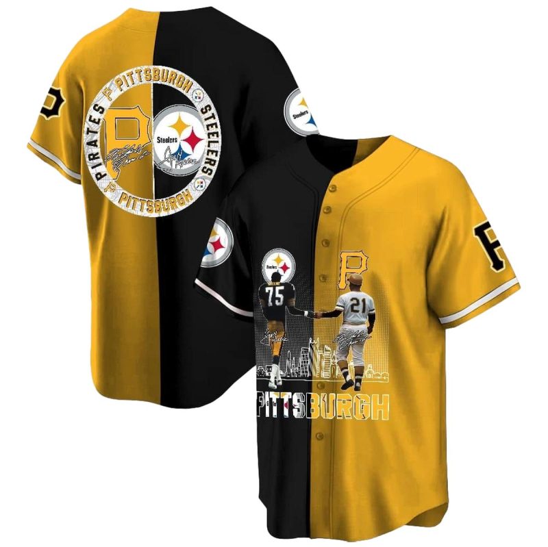 Pittsburgh Steelers And Pittsburgh Pirates No 75 And No 21 Baseball Jersey 1