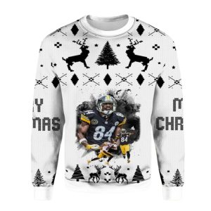 Pittsburgh Steelers Antonio Brown No 84 White Pattern Ugly Sweater
