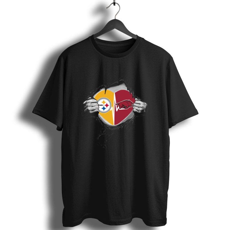 Pittsburgh Steelers Arkansas Razorbacks Heartbeat Logo Fusion T Shirt 1 T Shirt 1