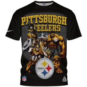Pittsburgh Steelers Avenger Ironman Hulk Thor Captain AOP T-Shirt