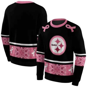 Pittsburgh Steelers Awareness Ribbon Black Pink AOP Sweatshirt