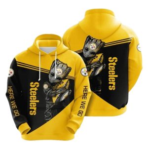 Pittsburgh Steelers Baby Groot Hug Ball AOP Hoodie