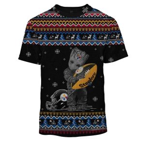 Pittsburgh Steelers Baby Groot Hug Ball Ugly Sweater AOP T-Shirt