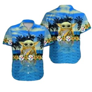 Pittsburgh Steelers Baby Yoda Hug Ball Hawaiian Shirt