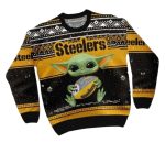Pittsburgh Steelers Baby Yoda Hug Ball Ugly Sweater