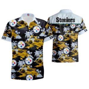 Pittsburgh Steelers Beachfront Blitz Animated Character Beachfront Hawaiian Shirt