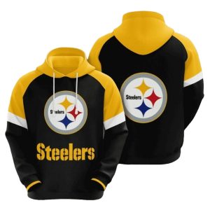 Pittsburgh Steelers Big Logo Black And Yellow AOP Hoodie
