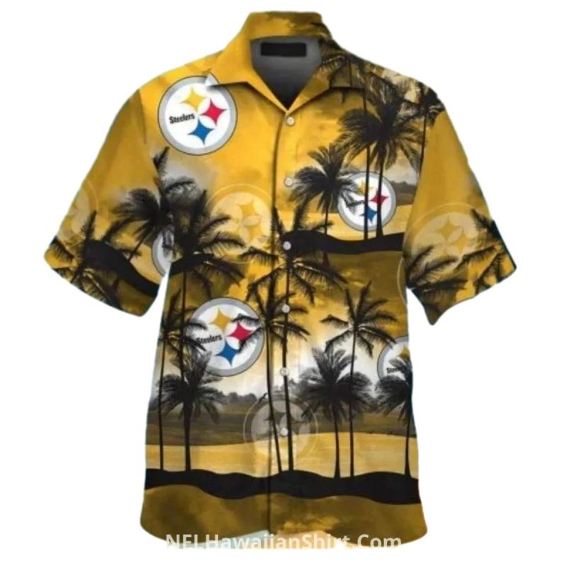 Pittsburgh Steelers Black And Gold Beach Sunset Hawaiian Shirt 1