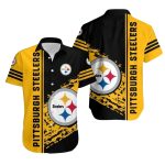 Pittsburgh Steelers Black And Gold Bold Stripe Big Logo Design Hawaiian Shirt