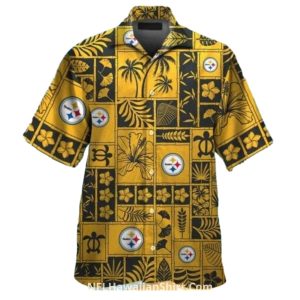 Pittsburgh Steelers Black And Gold Tribal Yellow Pattern Hawaiian Shirt