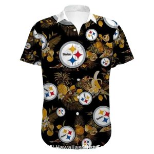 Pittsburgh Steelers Black And Gold Tropical Fruits Hawaiian Shirt