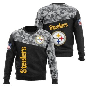 Pittsburgh Steelers Black Camo AOP Sweatshirt
