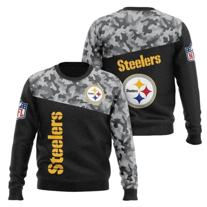 Pittsburgh Steelers Black Camo Aop Sweatshirt 1