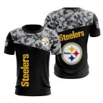 Pittsburgh Steelers Black Silver Camo AOP T-Shirt