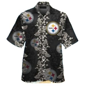 Pittsburgh Steelers Black With White Floral Hawaiian Shirt