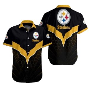 Pittsburgh Steelers Black Yellow Angular Elegance Hawaiian Shirt