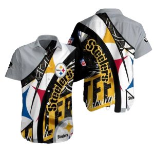 Pittsburgh Steelers Blitz White Black Artistic Football Splash Hawaiian Shirt