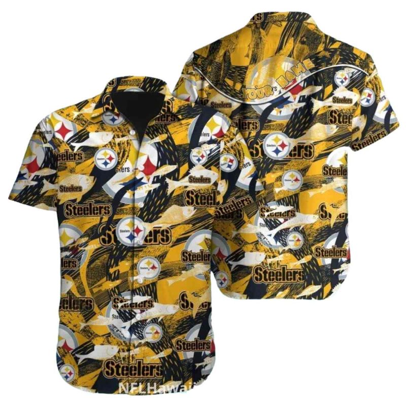 Pittsburgh Steelers Bold Logo Pattern Hawaiian Shirt 1