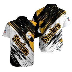 Pittsburgh Steelers Bold Stripe Showdown Black White And Yellow Hawaiian Shirt