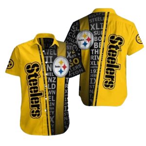 Pittsburgh Steelers Bold Yellow Typographic Hawaiian Shirt
