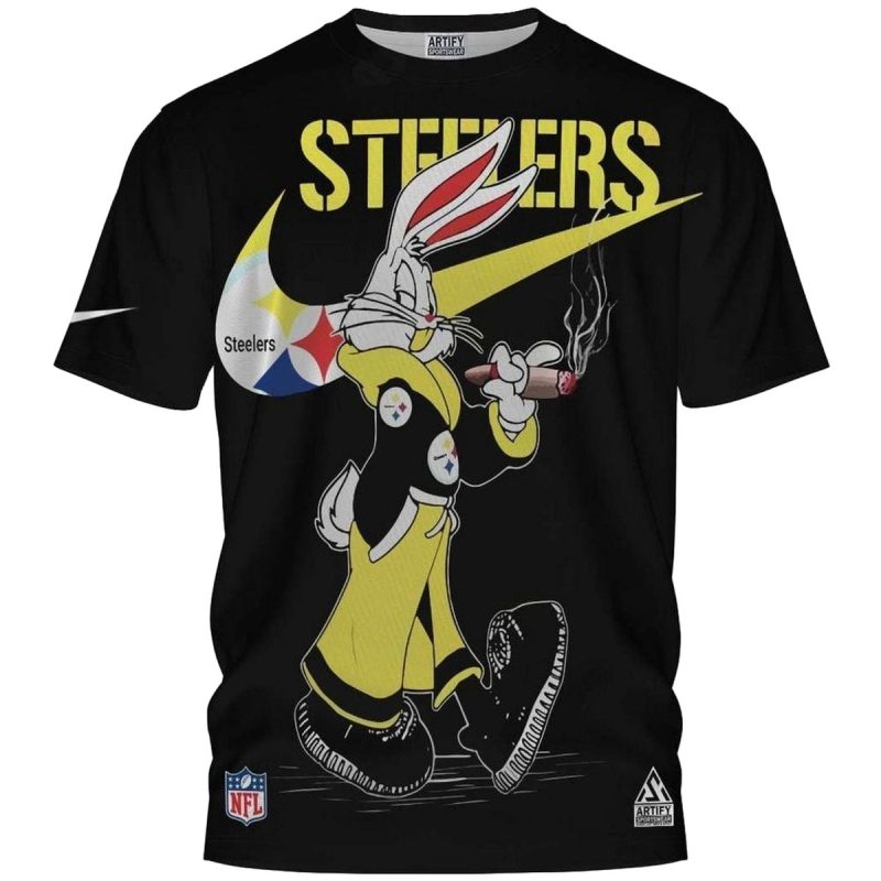 Pittsburgh Steelers Bugs Bunny Gangster Aop T Shirt 1