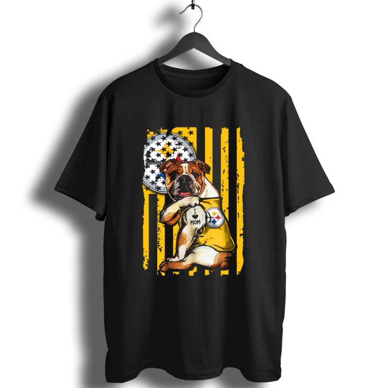 Pittsburgh Steelers Bulldog I Love Mom Stripes T Shirt 1 T Shirt 1