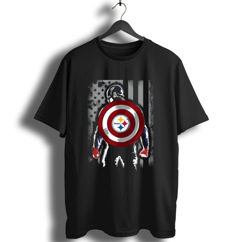 Pittsburgh Steelers Captain America Shield American Flag T Shirt 1 T Shirt 1