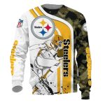 Pittsburgh Steelers Cartoon Player White Golden Camo AOP Sweatshirt