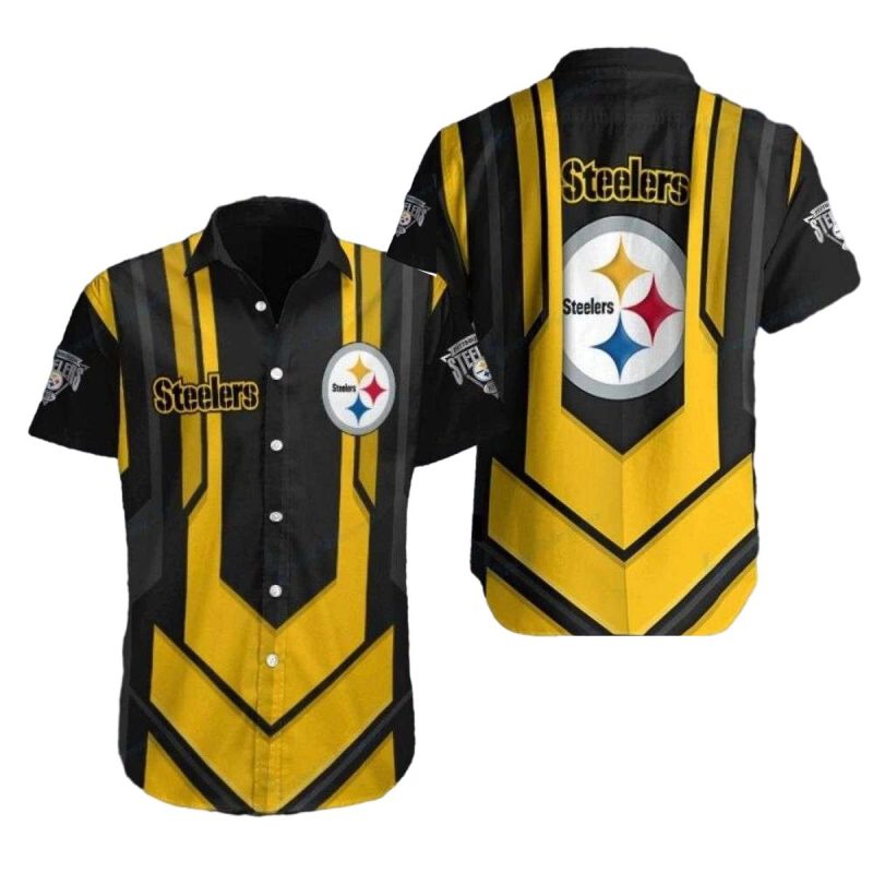 Pittsburgh Steelers Championship Legacy Striped Black And Gold Hawaiian Shirt 1