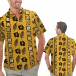 Pittsburgh Steelers Characters Gold With Floral And Palm Leaf Hawaiian Shirt