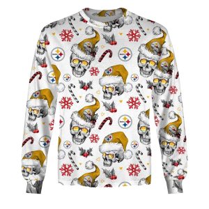 Pittsburgh Steelers Christmas Skulls Style AOP Sweatshirt