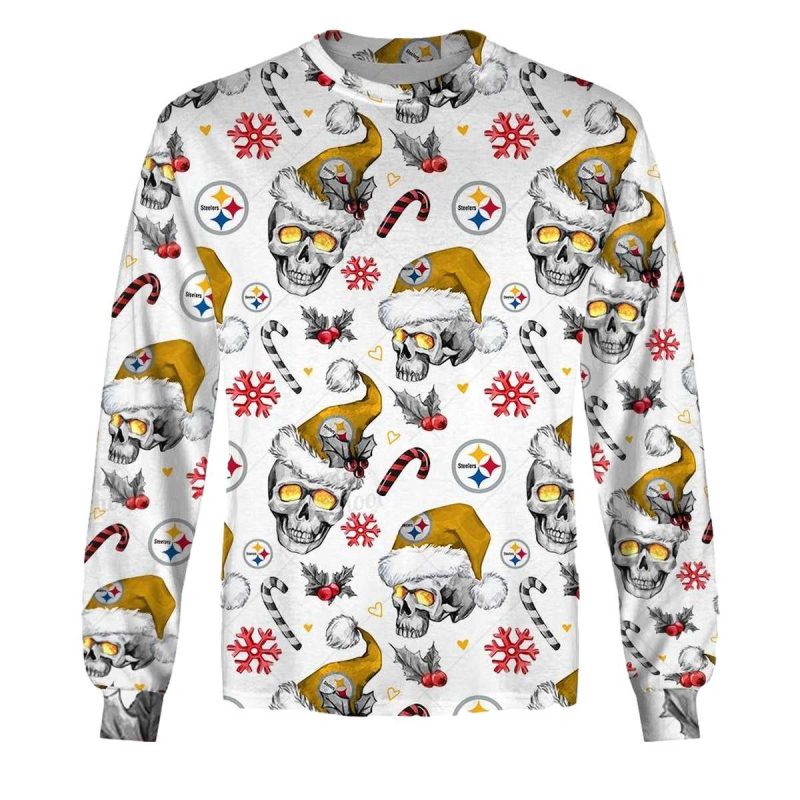 Pittsburgh Steelers Christmas Skulls Style Aop Sweatshirt 1