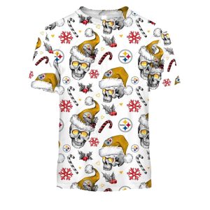 Pittsburgh Steelers Christmas Skulls Style AOP T-Shirt
