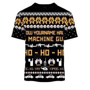 Pittsburgh Steelers Christmas Ugly Sweater Die Hard Fan Now I Have A Machine Gun Ho Ho Ho AOP T-Shirt
