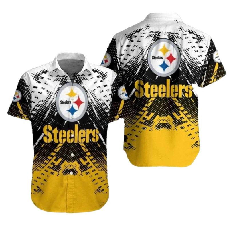 Pittsburgh Steelers City Skyline Yellow Gradient Hawaiian Shirt 1
