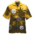 Pittsburgh Steelers Coconut Tree Gold With Shadowed Palms Hawaiian Shirt