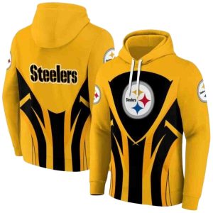 Pittsburgh Steelers Concentric Lines Gold Black AOP Hoodie