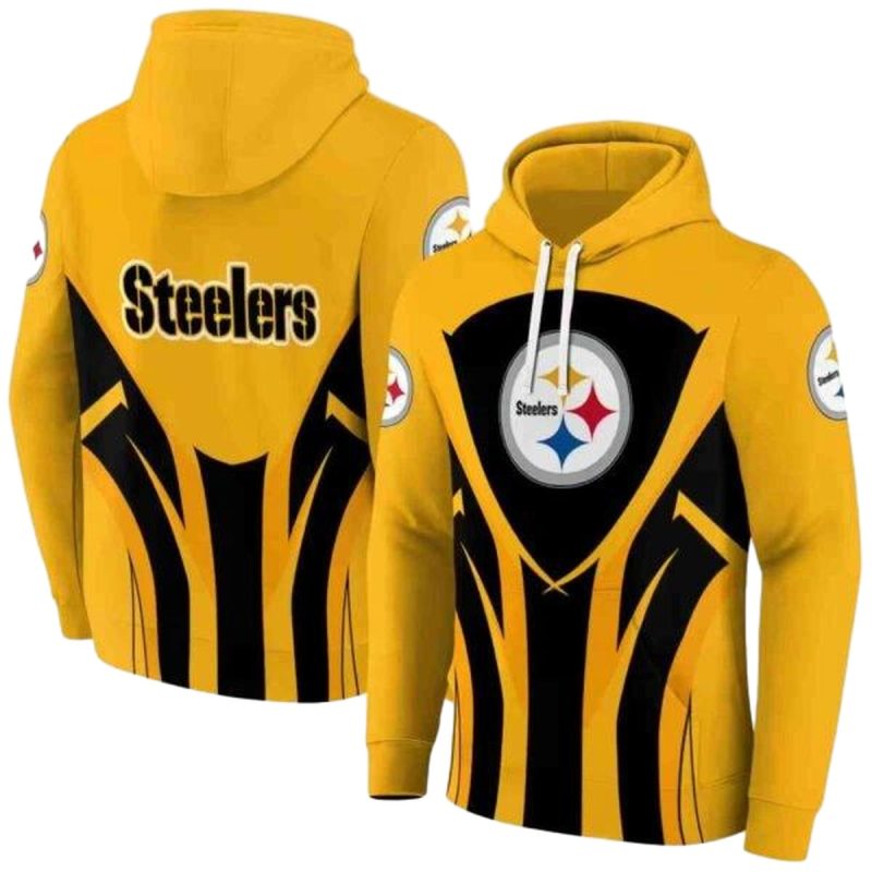 Pittsburgh Steelers Concentric Lines Gold Black Aop Hoodie 1
