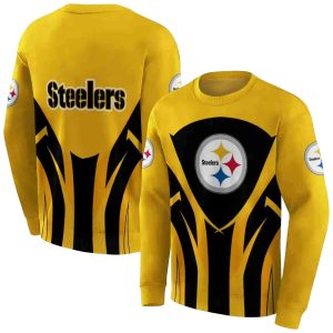 Pittsburgh Steelers Concentric Lines Gold Black AOP Sweatshirt