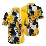 Pittsburgh Steelers Contrast Floral Emblem Hawaiian Shirt