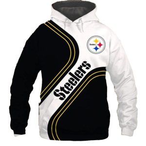Pittsburgh Steelers Cute Cheap Black And White AOP Hoodie