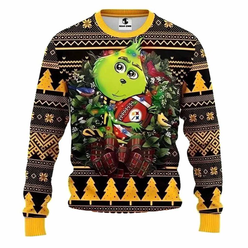 Pittsburgh Steelers Cute Grinch Funny Xmas Ugly Sweater 1