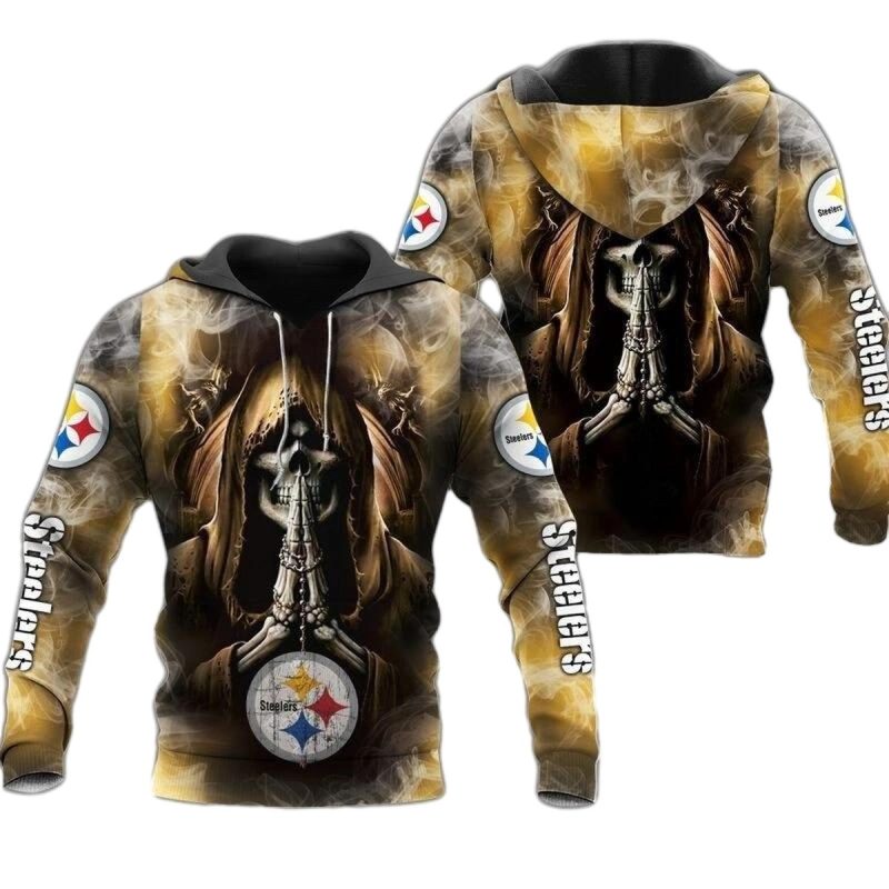 Pittsburgh Steelers Death Smoke Graphic Aop Hoodie 1